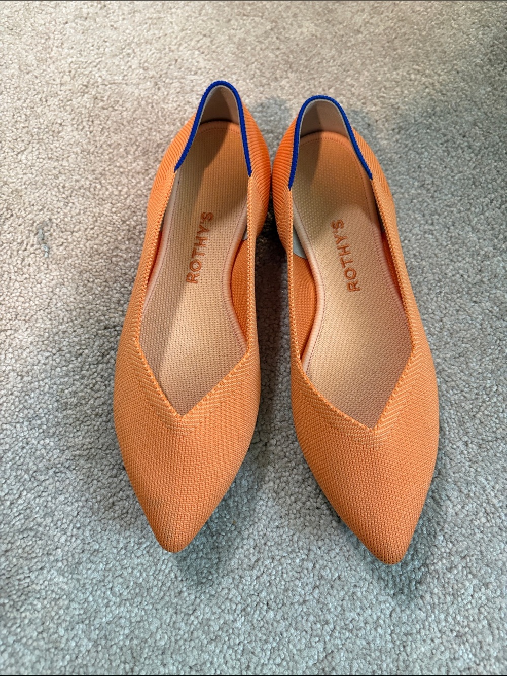 Rothy's Women's Pointed Knit Flat in Orange